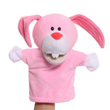 Boneco de pelúcia de coelho rosa, 25cm, boneco educacional de mão, fantoche de histórias, para crianças 2024 - compre barato