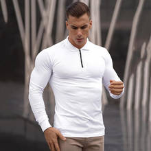 Camisa polo de corrida para homens, camisa de manga longa slim fit, camisa polo de primavera streetwear, camisa masculina casual de algodão fitness para esportes de golfe 2024 - compre barato