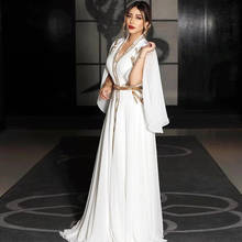 Шифоновое мусульманское вечернее платье, белое, с длинным рукавом 2024 - купить недорого
