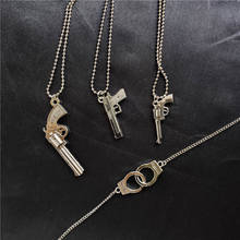 Retro Pistol Handcuffs Gun Pendant Necklace For women Punk Antique Weapon Alloy Beads Chains Jewelry Party Gifts 2024 - buy cheap