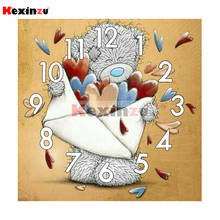 Full Square Round 5D Diamond Painting Kit With Clock Mechanism Cross stitch Diamond Embroidery Mosaic Cartoon Bear Gift 2024 - buy cheap