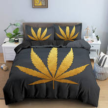Gold Black Tropical Leaves Duvet Cover Set Maple Leaf Bedding Sets And Pillowcase Home Textile AU US EU Size 2/3PCS Bed Sets 2024 - buy cheap