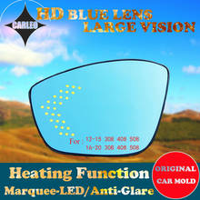Luz lateral para peugeot, 1 par de lentes de espelho, vidro azul, grande visão, desembaçamento, luz lateral, led 2024 - compre barato