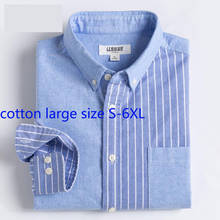 New Arrival Fashion Oxford Men Long Sleeve Splicing Large Casual Cotton Casual Shirts Striped Single Breasted Plus Size S-5XL6XL 2024 - buy cheap