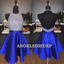 Angelsbridep-Vestidos cortos De estilo Halter para mujer, Vestidos De fiesta formales con cuentas brillantes para graduación, 2021 2024 - compra barato