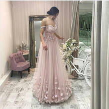 Pretty Blush Pink 3D Flower Long Prom Dresses Elegant Lace Beaded Sweetheart Lace Up Prom Gowns Formal Dress 2021 Abendkleider 2024 - buy cheap