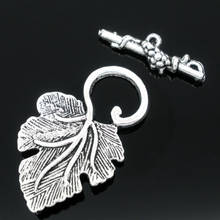 DoreenBeads Zinc Based Alloy Toggle Clasps Grape Leaf Antique Silver Color DIY Making Jewelry 37mm x 23mm 25mm x 8mm, 20 Sets 2024 - buy cheap