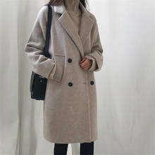 Casaco de lã feminino coreano inverno, casaco solto, casuais, elegante, de algodão, grosso, de cashmere 2024 - compre barato