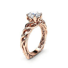 Anel de zircônia em ouro rosa feminino, joia requintada da moda para noivado, joias para casamento, anel de diamante em ouro rosa 925 2024 - compre barato
