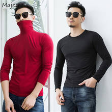 T-shirts Men Large Size O-Neck Slim Solid Simple All-match Thicker Plus Velvet Warm T-shirt Mens Trendy Long Sleeve Clothing 2024 - buy cheap