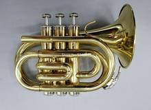 Mini trompeta de bolsillo Bb, instrumento Musical de latón plano con boquilla, guantes, paño de limpieza, caja, envío rápido 2024 - compra barato