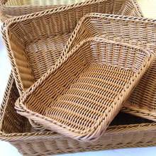 Storage Basket Rattan Bread Basket Multi-Function Food Fruit Storage Basket Retro Color Rectangular Fruit Plate Home Decorations 2024 - buy cheap