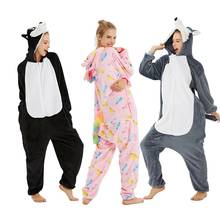 Pijamas de franela Kigurumi para mujer, ropa de dormir de invierno con animales y gatos, Onesies para adultos, Cosplay 2024 - compra barato