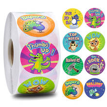 New 500pcs Reward Stickers Cute Animals With Kawaii Words Sticker Teacher Students 8 Designs Round For Kid Toys Boys Girls Gifts 2024 - buy cheap