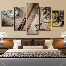 Modular HD Prints Home Decoration Fishing Tools 5 Pieces Wall Art Pictures Restaurant Artwork Canvas Painting Creative Poster 2024 - buy cheap