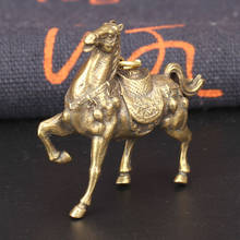 Antique Pure Copper Running War Horse Miniatures Figurines Tea Pet Table Ornament Decorations Metal Brass Steed Keyring Pendants 2024 - buy cheap