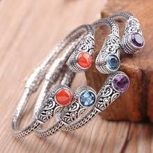 2020 new real S925 pure silver jewelry woman bracelet Thai silver handmade Indonesian style natural stone bracelet 2024 - buy cheap
