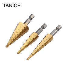 TANiCE-broca de acero HSS, 3 piezas, 3-12mm/4-12mm/4-20mm, broca cónica escalonada de acero HSS, juego de brocas de titanio, cortador de agujeros para cortar agujeros 2024 - compra barato