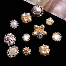 5pcs Golden Metal buttons with diamond pearl clothing accessories balck Mink coat DIY handmade materials 2024 - buy cheap