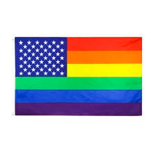 Yeyohy pendurado 90*150cm lgbt homossexual eua arco-íris americano gay orgulho bandeira 3x5 para a decoração 2024 - compre barato