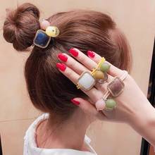 Novo coreano moda simples scrunchies feminino meninas elásticas faixas de cabelo acessórios redondos grânulos laços de cabelo corda anel titular headdress 2024 - compre barato