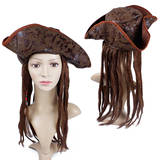 CostumeBuy Halloween Pirates of the Captain Cosplay Props Hat Wig 2024 - buy cheap