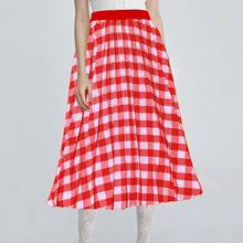 Женская юбка с высокой талией, плиссированная юбка трапециевидной формы, шифоновая многослойная юбка в клетку, юбки для женщин 2020 2024 - купить недорого