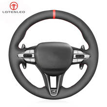 LQTENLEO Black Suede Hand Sewing Car Steering Wheel Cover For Hyundai Veloster N 2019 2020 2021 i30 N 2018 2019 2020 2024 - buy cheap