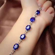 Real And Natural sapphire chain bracelet Free shipping Natural real sapphire 925 sterling silver 2024 - buy cheap