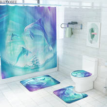 Занавеска для душа, с изображением дельфина и океана, с нескользящим покрытием, коврики для туалета дюйма 2024 - купить недорого