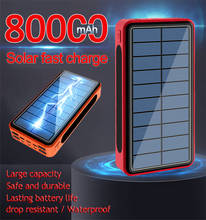 80000mAh Solar Power Bank Battery Panel Large-capacity Outdoor Travel LED Lighting Powerbank for Xiaomi Samsung IPhone Dropship 2024 - buy cheap