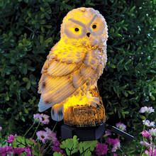 Lámpara de esculturas de jardín al aire libre, forma de búho para decoración de jardín, esculturas de decoración de jardín de resina de pájaro impermeables 2024 - compra barato