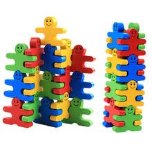 Conjunto de blocos de empilhar arco-íris de equilíbrio de madeira, 16 peças, brinquedos de construção de jogo 2024 - compre barato