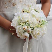 SESTHFAR Vintage Artificial Rose Peony Wedding Bouquet Simulation Flowers Silk Bridal Bouquet De Mariee For Brides 2024 - buy cheap