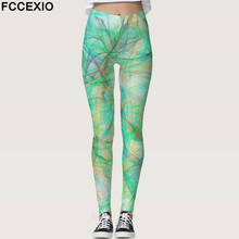 FCCEXIO Gradient Lines Print Women Leggings Female Workout Pants Fashion 3D Printed Fitness Leggins Slim Sexy Mid Waist Legins 2024 - buy cheap