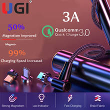 UGI Micro USB Cable 3A Fast Charger Type C Cord Strong Magnet Nylon Braided Charging Data Cable For Samsung/Xiaomi Mobile Phone 2024 - buy cheap