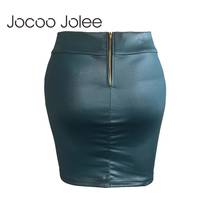 Jocoo Jolee Women Sexy PU Leather Skirts Autumn Zipper Back Faux Leather Mini Skirts 2019 New Fashion Bodycon Skirts Cheap 2024 - buy cheap