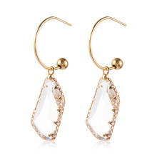 Korea Geometric Drop Earrings for Women Bijoux Irregular Transparent Crystal Drop Earrings Statement Earring Jewelry Gifts 2024 - buy cheap