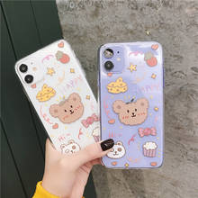 Retro kawaii cheese bear Transparent japanese Phone Case For iPhone 11 12 Pro Max Xr Xs Max 7 8 Plus 7Plus case Cute Soft Cover 2024 - buy cheap