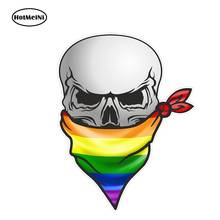 HotMeiNi 12 см X 8,3 см Готический Байкерский пиратский череп с лицом бандана ЛГБТ, гей-Прайд Радужный Флаг мотив внешняя виниловая Автомобильная наклейка 2024 - купить недорого