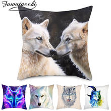 Fuwatacchi Abstract Painting Wolf Photo Pilow Case Majestic Animal Pillows Cover for Home Sofa Decorative Cushion Covers 45x45cm 2024 - buy cheap