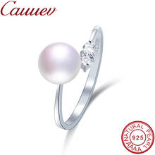 Женские кольца для помолвки Cauuev, из 100% натурального пресноводного жемчуга с блестящим кристаллом AAA, 8-9 мм, ювелирные изделия из стерлингового серебра 925 пробы 2024 - купить недорого