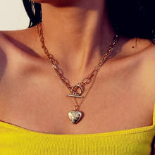 Модное ажурное ожерелье в форме сердца с резным цветком для женщин, Многоуровневое золотистое серебряное ожерелье с цепочкой для женщин, ювелирное изделие 2024 - купить недорого