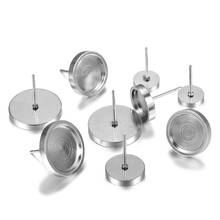 10Pcs 6-14mm Round Thicken Stainless Steel Blank Earring Base Cabochon Cameo Settings Bezel Tray for DIY Jewelry Making Supplies 2024 - buy cheap