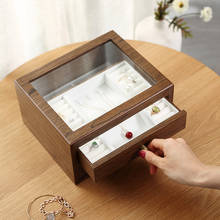 Casegrace-caixa organizadora, de madeira, com gaveta e display de vidro, brinco, colar, anel e joias 2024 - compre barato