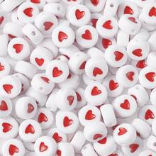 200pcs Opaque Acrylic Beads Spacer Loose Heart Beads for Valentine Gift DIY Jewelry Making Necklace Bracelet OrangeRed 7x7x3.5mm 2024 - buy cheap