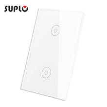 SUPLO US Wifi Smart Wall Touch Switch 2 Gang Glass Panel APP Remote Control Work with Google Home and Alexa for Smart Life 2024 - buy cheap