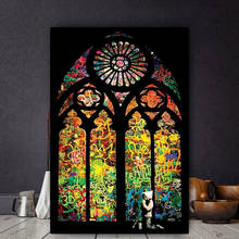 Современная картина Бэнкси из витражного стекла для церкви, постеры и принты на холсте, настенные картины для декора гостиной 2024 - купить недорого