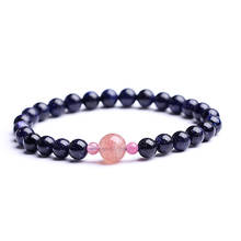 Dark Blue Sand Stone Bracelets Round Beads with Strawberry Crystal Bead Bracelets for Women Bracelet Jewelry JoursNeige 2024 - buy cheap
