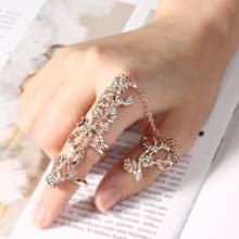 Boho женское кольцо с листьями и кристаллами, несколько пальцевых стопок, Золотое серебрянное кольцо, покрытое цветами, горный хрусталь, кольца, набор 2019 ювелирных изделий 2024 - купить недорого